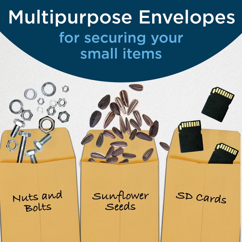 Guardian #1 Paper Coin Envelopes with Gummed Flaps, Pack of 500 Blank Small Envelopes for Gift Cards, Coins, Receipts, Stamps, Small Parts Storage, and More, 2 Â¼ Inches x 3 Â½ Inches, Brown - Image 4